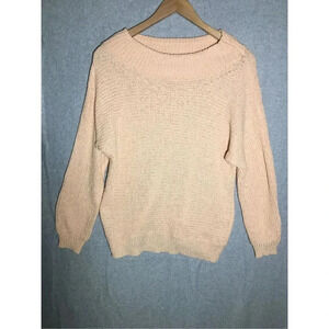 Womens Entro Sweater Wide Neck Blush Pink Knit Feminine Thin Acrylic